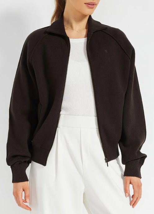 Oversized Knit Bomber in coffee bean