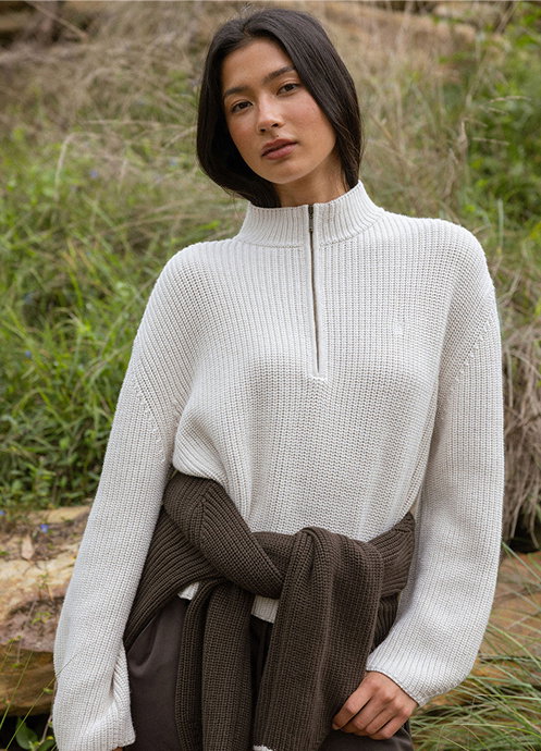 Everyday Ribbed 1/2 Zip in cloud