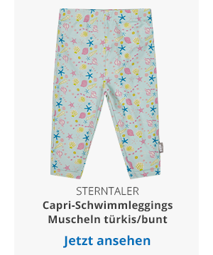 Sterntaler Capri-Schwimmleggings mit Windeleinsatz und UV-Schutz Muscheln türkis/bunt
