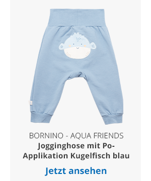 Bornino - Aqua Friends Jogginghose mit Po-Applikation Kugelfisch blau