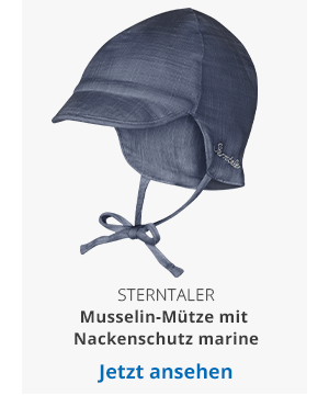 Sterntaler Musselin-Mütze mit Nackenschutz marine