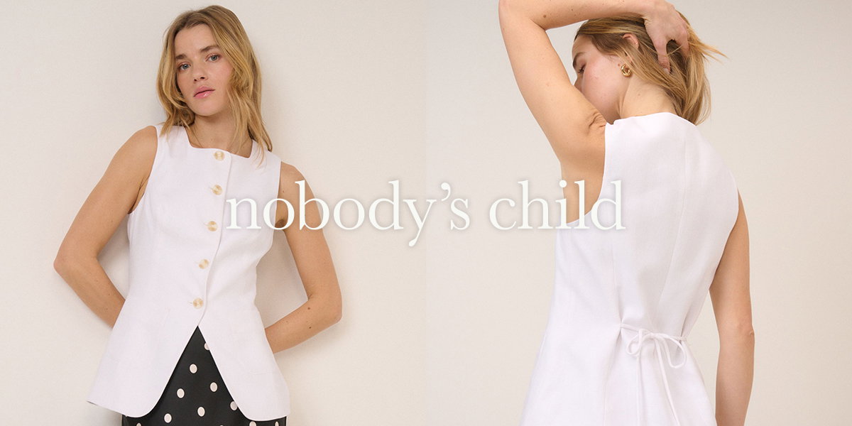 Woman wearing a Nobody’s Child White Linen Rich Tailored Longline Waistcoat