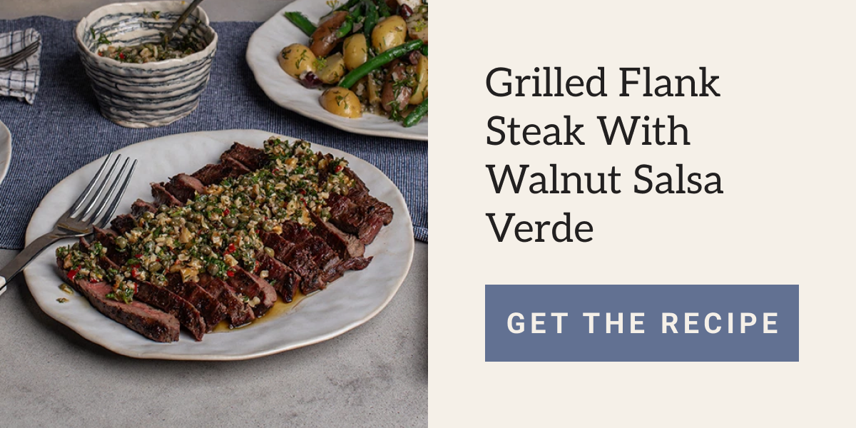 Grilled Flank Steak Walnut Salsa recipe