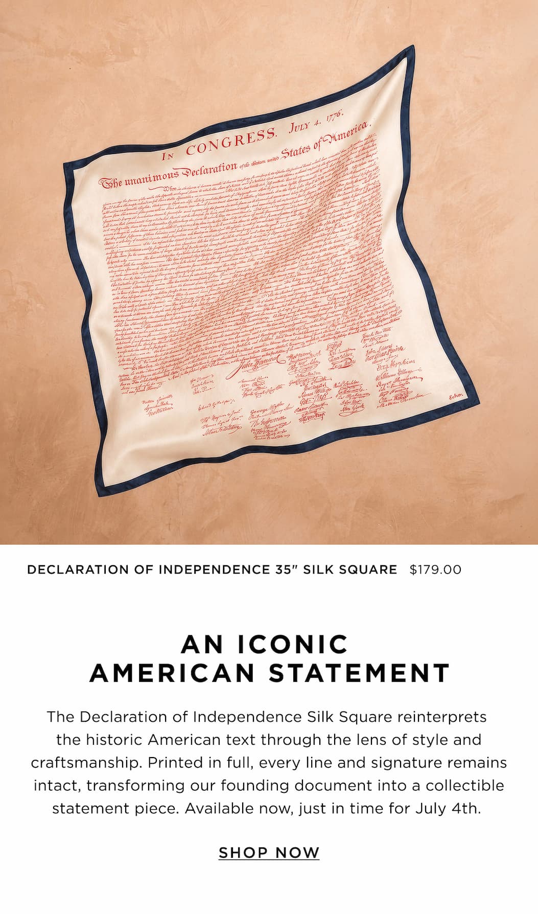 Declaration Of Independence 35" Silk Square