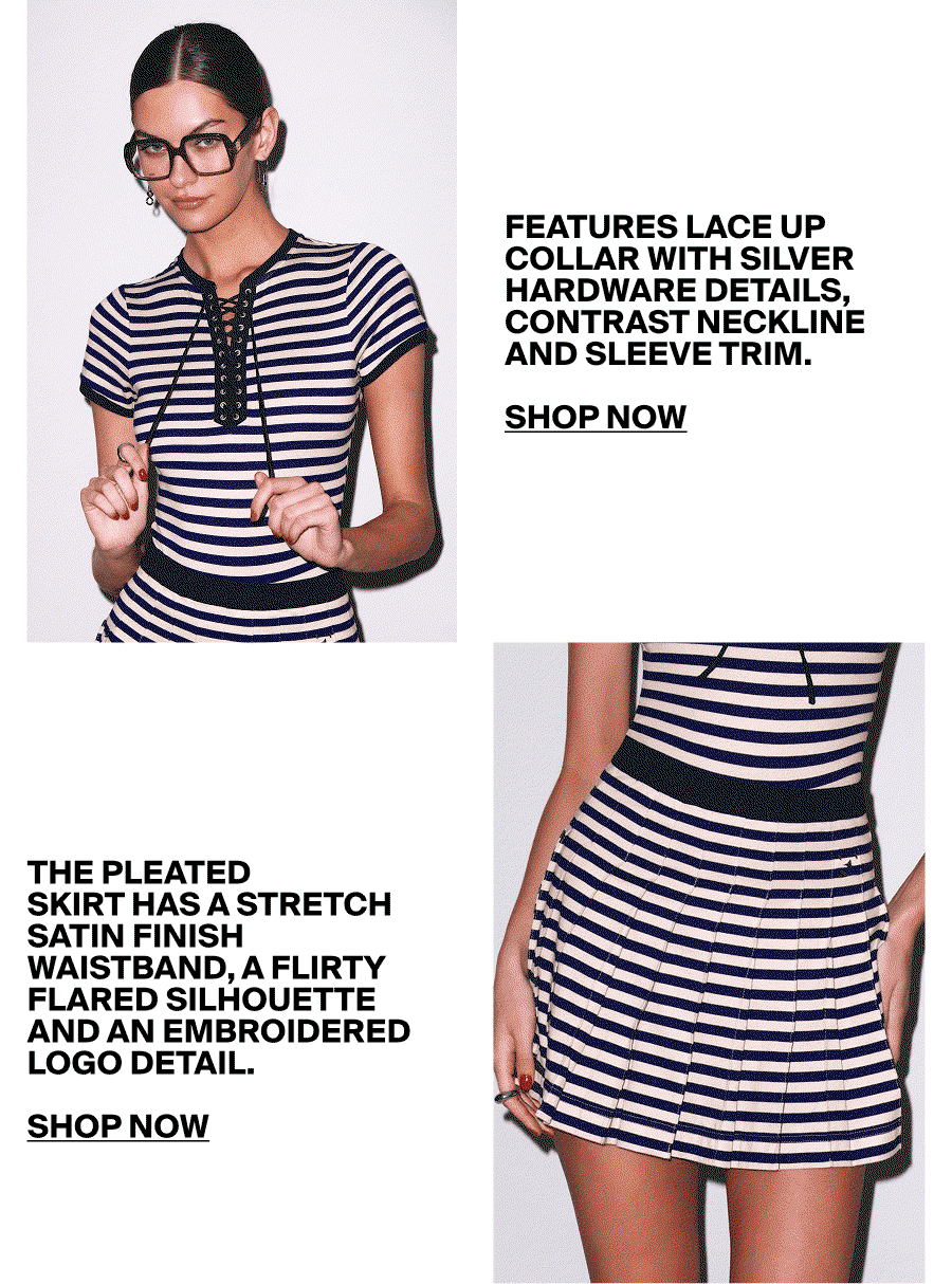 Ivy Ringer Bodysuit and Pleated Skirt
