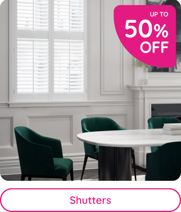 up to 50% off bestselling shutters