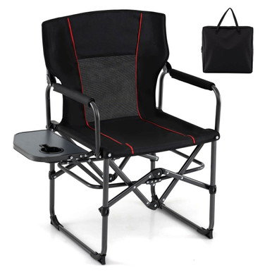 Folding Camping Chair with Side Table & Cup Holder