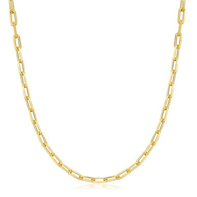 18/20/24-Inch 18K Gold Paperclip Link Chain Necklace