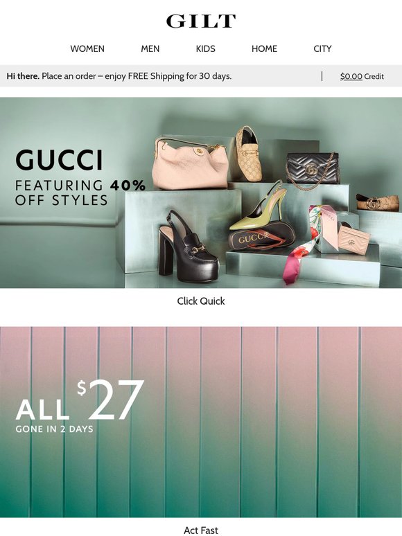 Gucci w/ 40% Off Styles | All $27 Inside: Limited Time