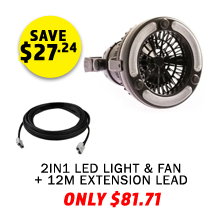 2in1 LED Light & Fan + 12m Extension Lead
