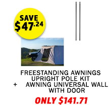 Plus Freestanding Awnings Upright Pole Kit (Twin Pack) + Plus Tourer Freestanding Awning Universal Wall With Door