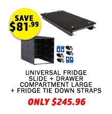 Universal Fridge Slide + Drawer Compartment Large + Fridge Tie Down Straps - (4 Pack)