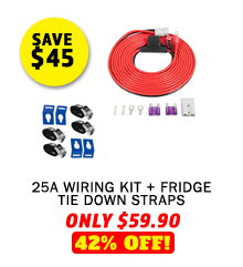 25A Wiring Kit + Fridge Tie Down Straps - (4 Pack)