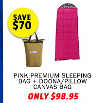 Pink Premium Sleeping Bag - Right + Doona/Pillow Canvas Bag