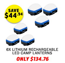 6x Lithium Rechargeable LED Camp Lanterns
