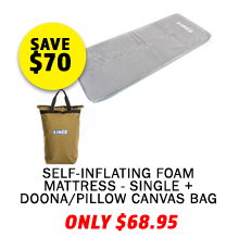 Self-Inflating Foam Mattress - Single + Doona/Pillow Canvas Bag