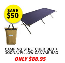 Camping Stretcher Bed + Doona/Pillow Canvas Bag