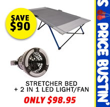 Stretcher bed + 2 in 1 LED Light/Fan