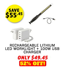 Rechargeable Lithium LED Worklight + 100W USB Charger