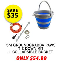 GroundGrabba Grounded Paws Tie Down Kit - 5m + Collapsible 10L Bucket
