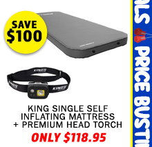 Premium Self-Inflating Mattress King Single + Premium Head Torch