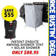 Instant Ensuite Awning Shower Tent + Solar Shower