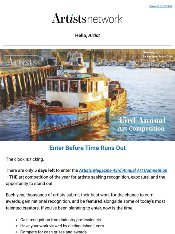 Only 5 Days Left to Enter THE Art Competition of the Year