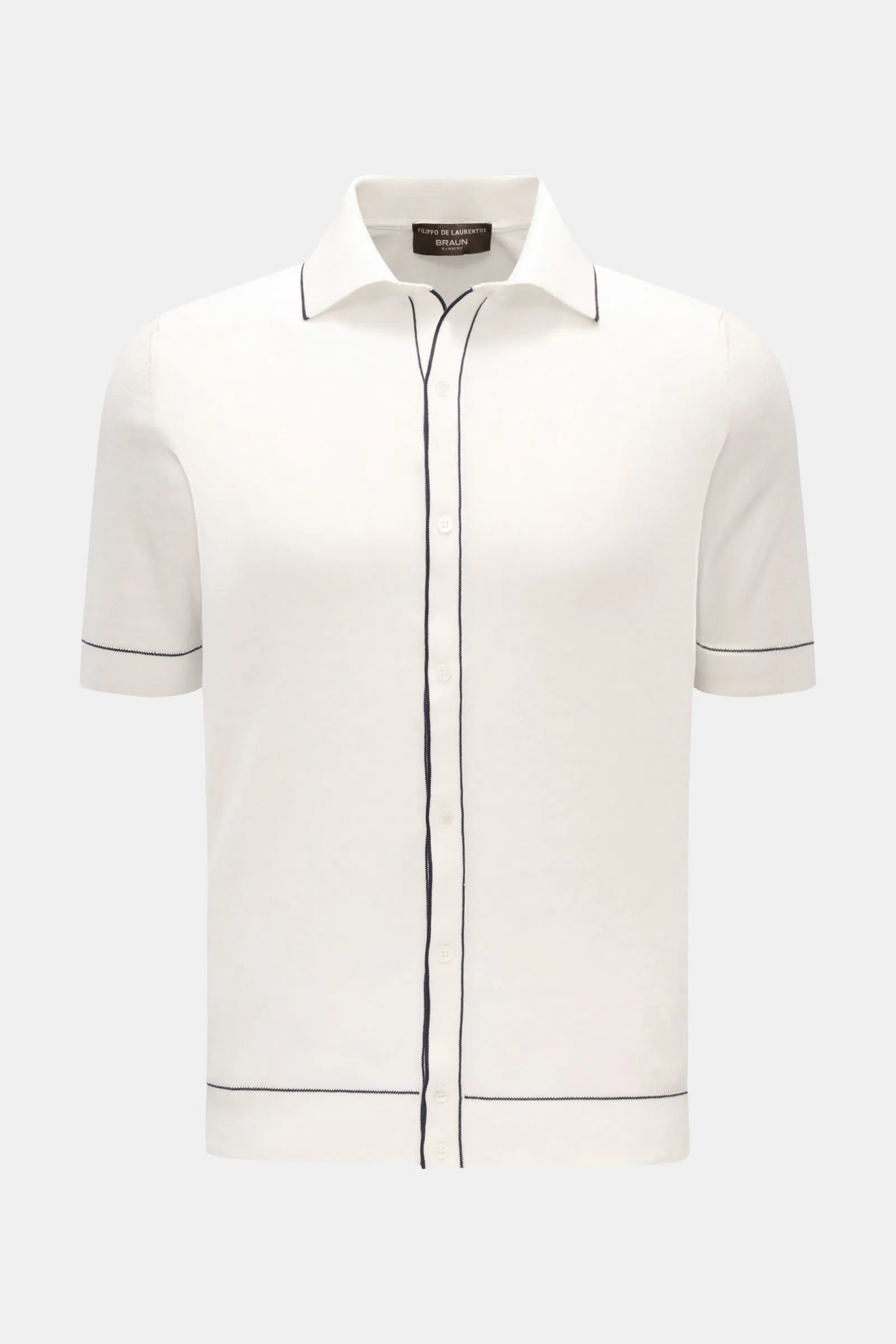Kurzarm-Strickhemd offwhite