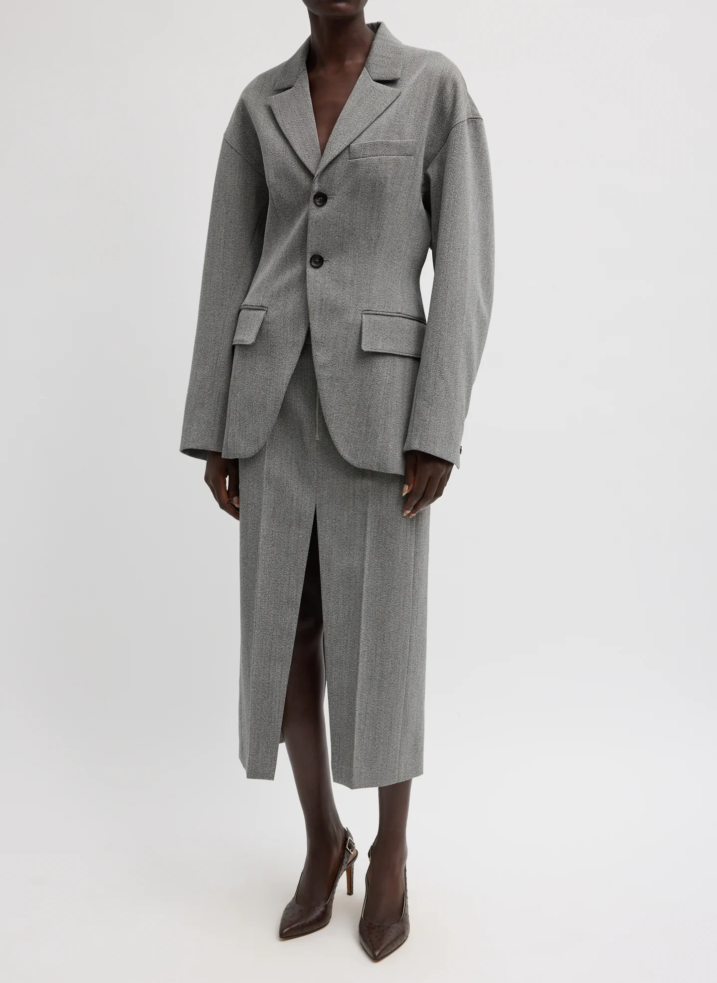 Image of Structured Wool Sculpted Blazer