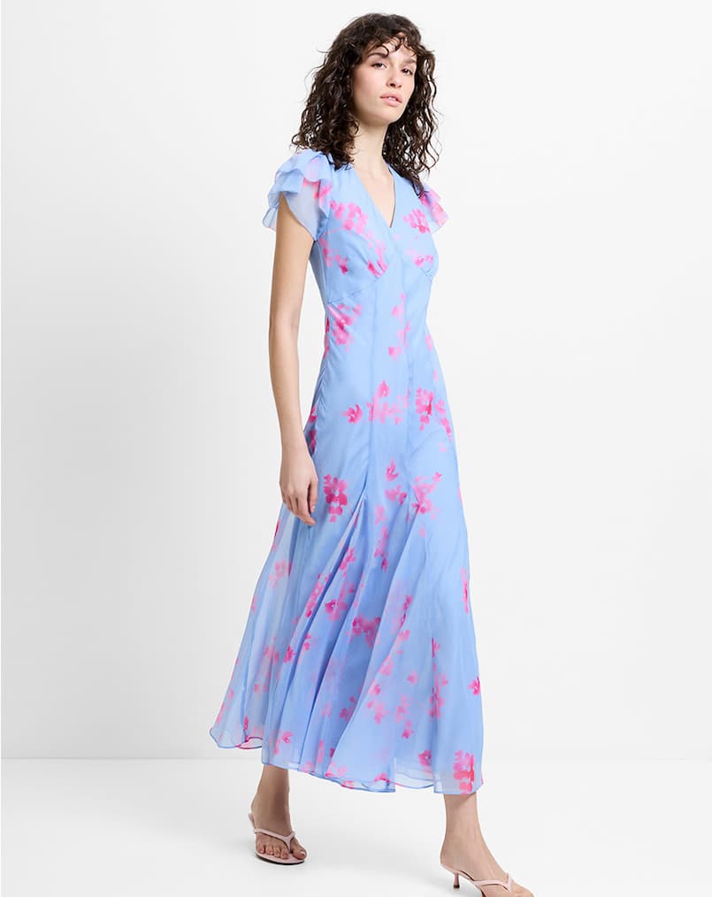 Myla Chiffon Open Back Floral Tea Dress