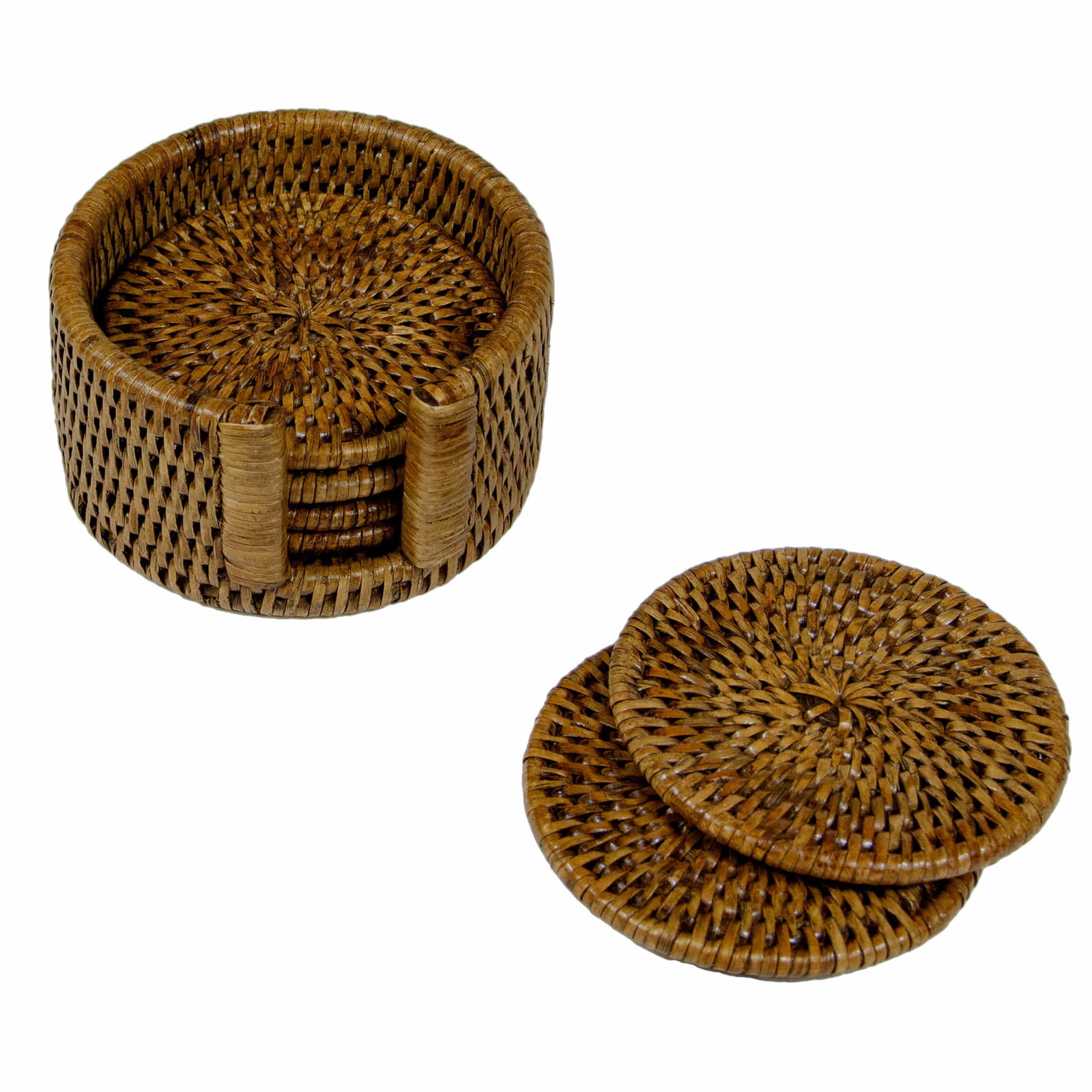 Image of Natural Round Rattan Coaster - Set of 6