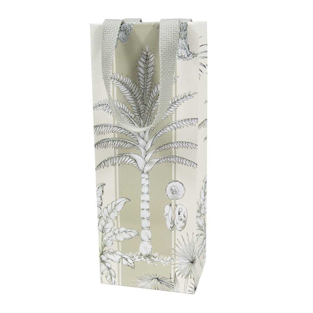 Image of Southern Palms Ivory/Flax Bottle Bag 5 X 3 1/2 X 13