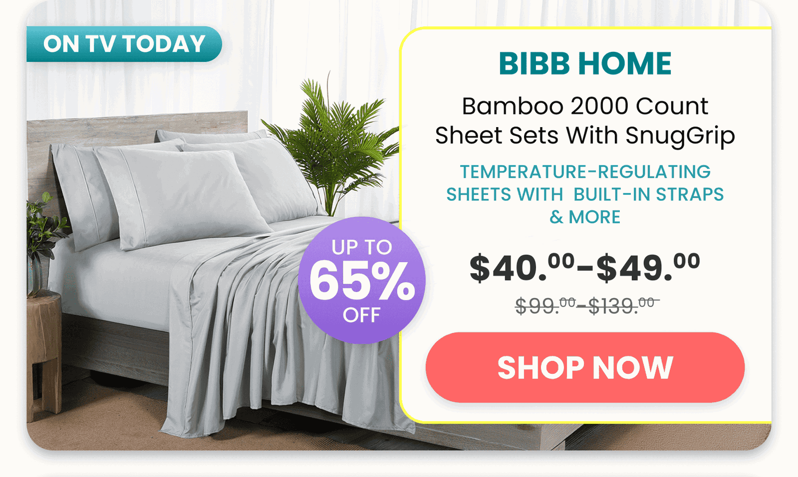 Bibb Home Bamboo 2000 Count Sheet Sets with SnugGrip/Temperature-regulating sheets with  built-in straps & more