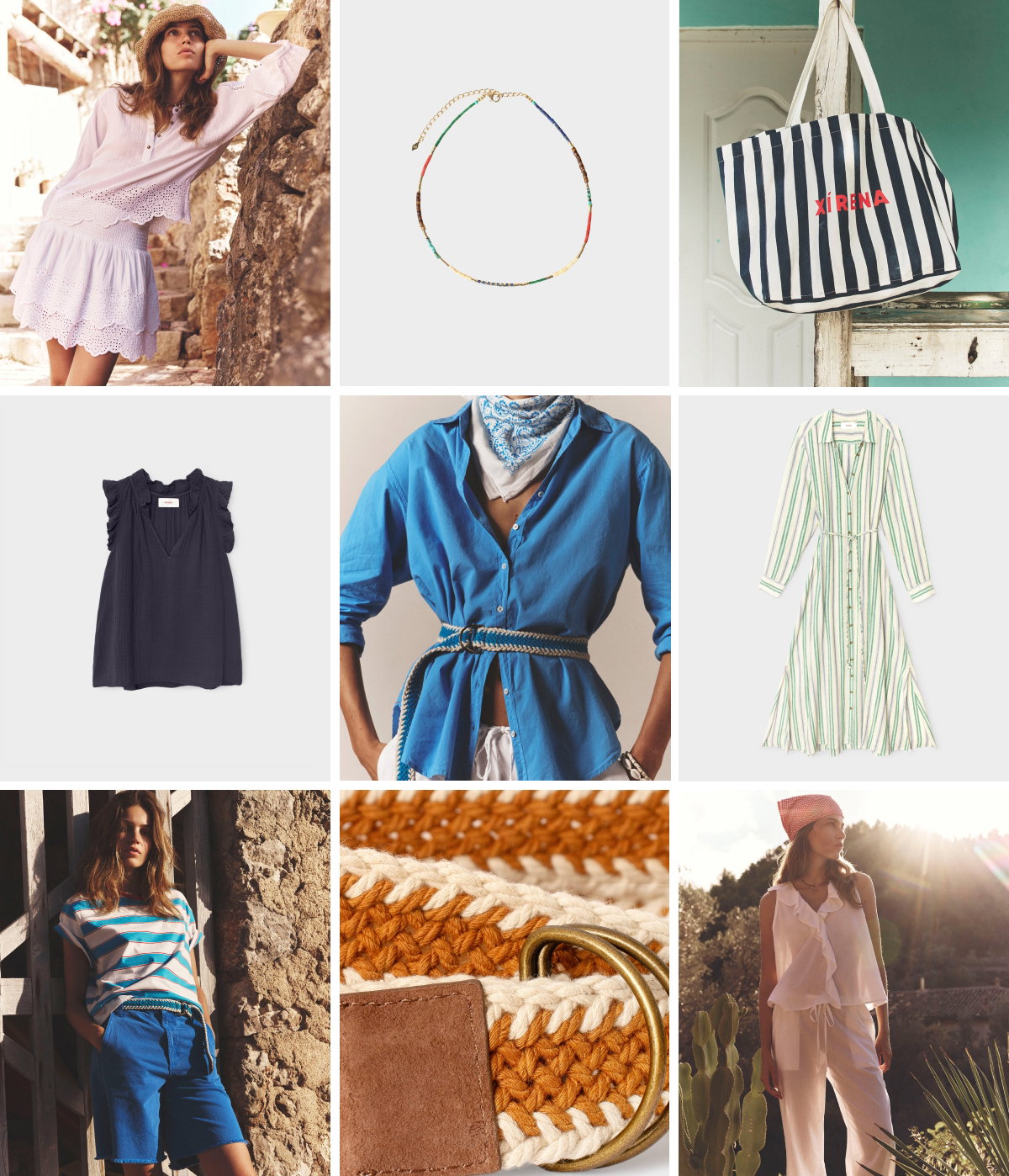 Grid of 9 Island Time. Explore Vacation Essentials for Every Adventure at Xirena.