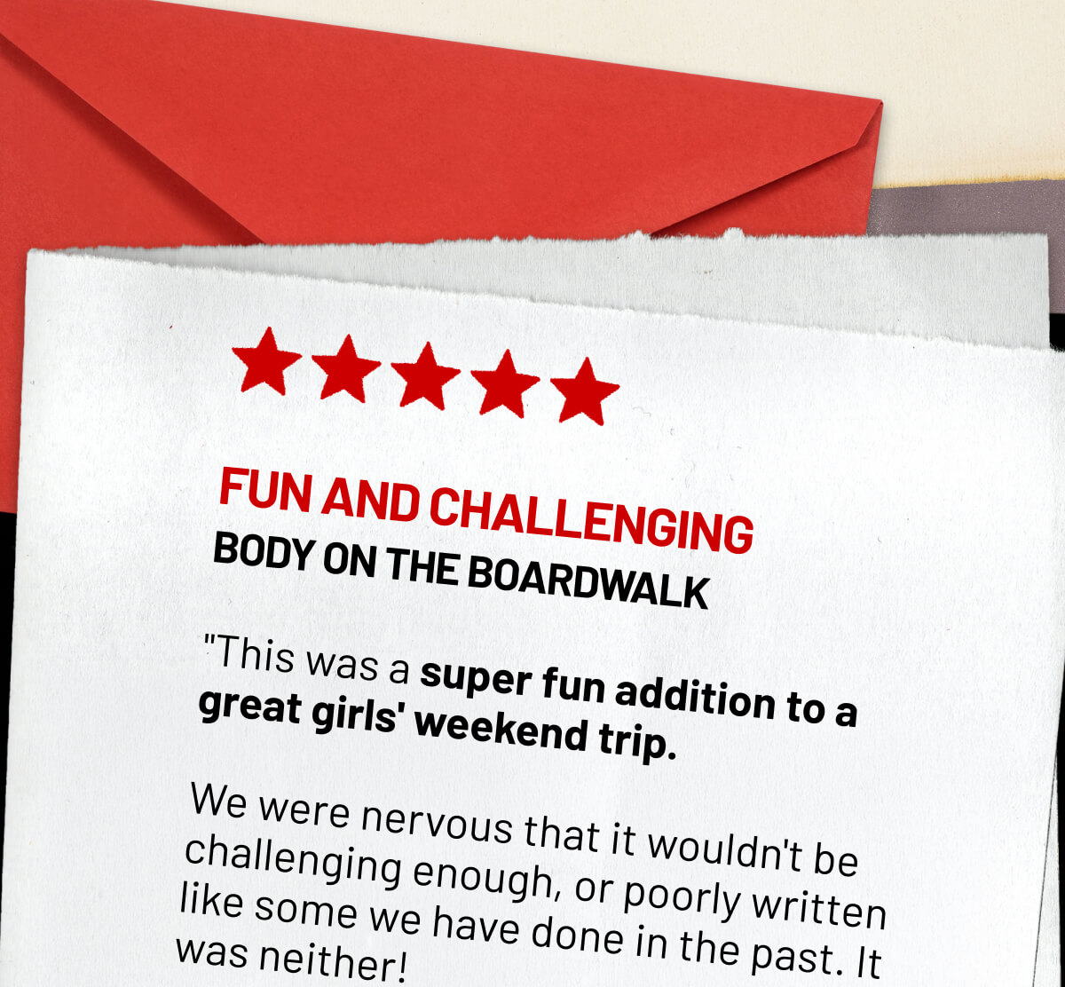 Fun and challenging Body On The Boardwalk