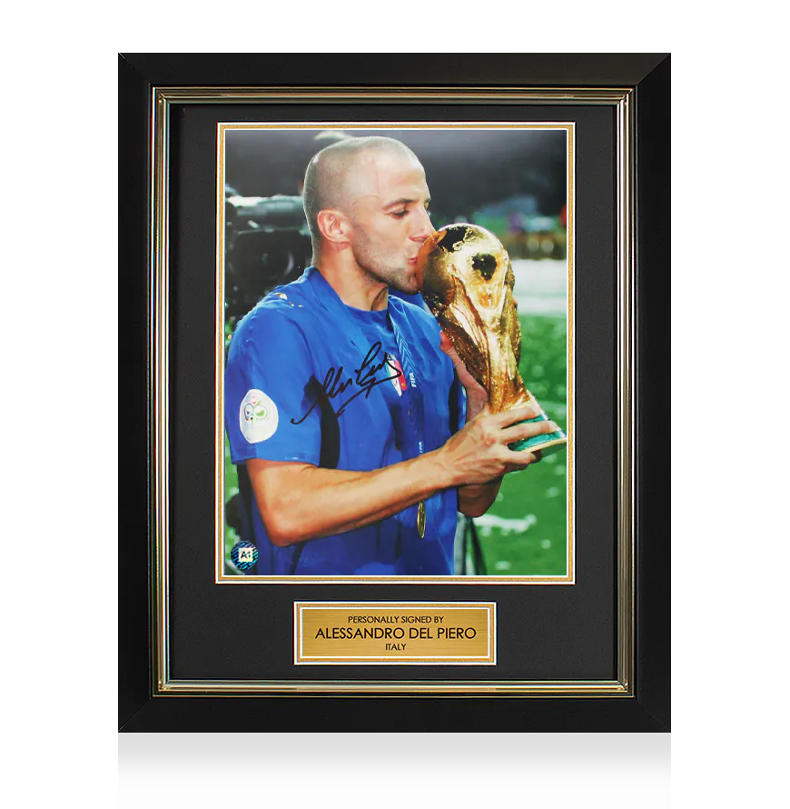 Framed Alessandro Del Piero Signed Italy Photo: World Cup Winner - Trophy Winners Range