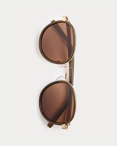 Metal Rim Round Sunglasses in Green Mix
