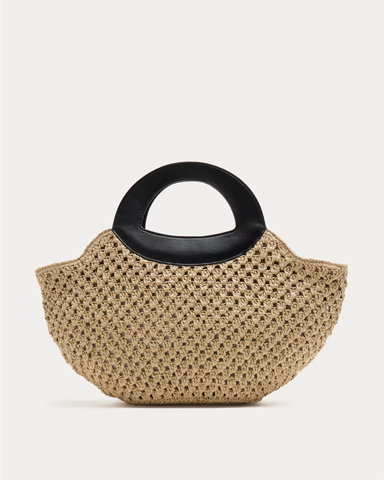 Straw Ring Detail Basket Tote