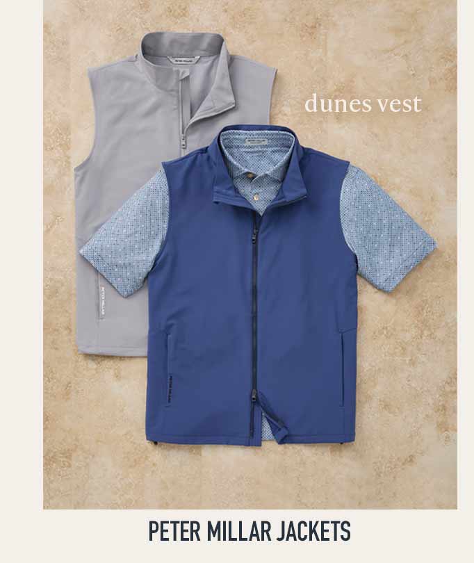 Peter Millar Jackets — Dunes Vest in gray and blue
