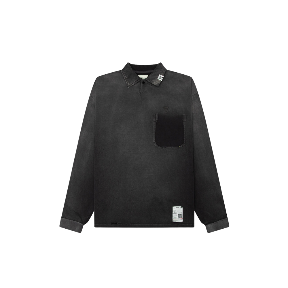 Sun Faded L/S Polo - Black