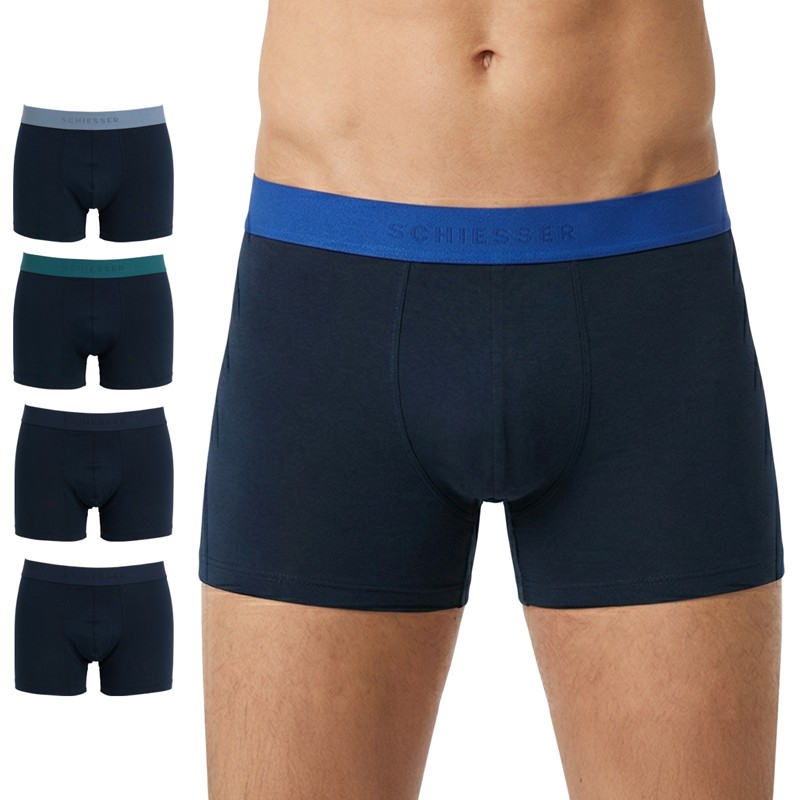 Image of Schiesser 5-er Set Trunks Schwarz mit mehrfarbigen Webbund