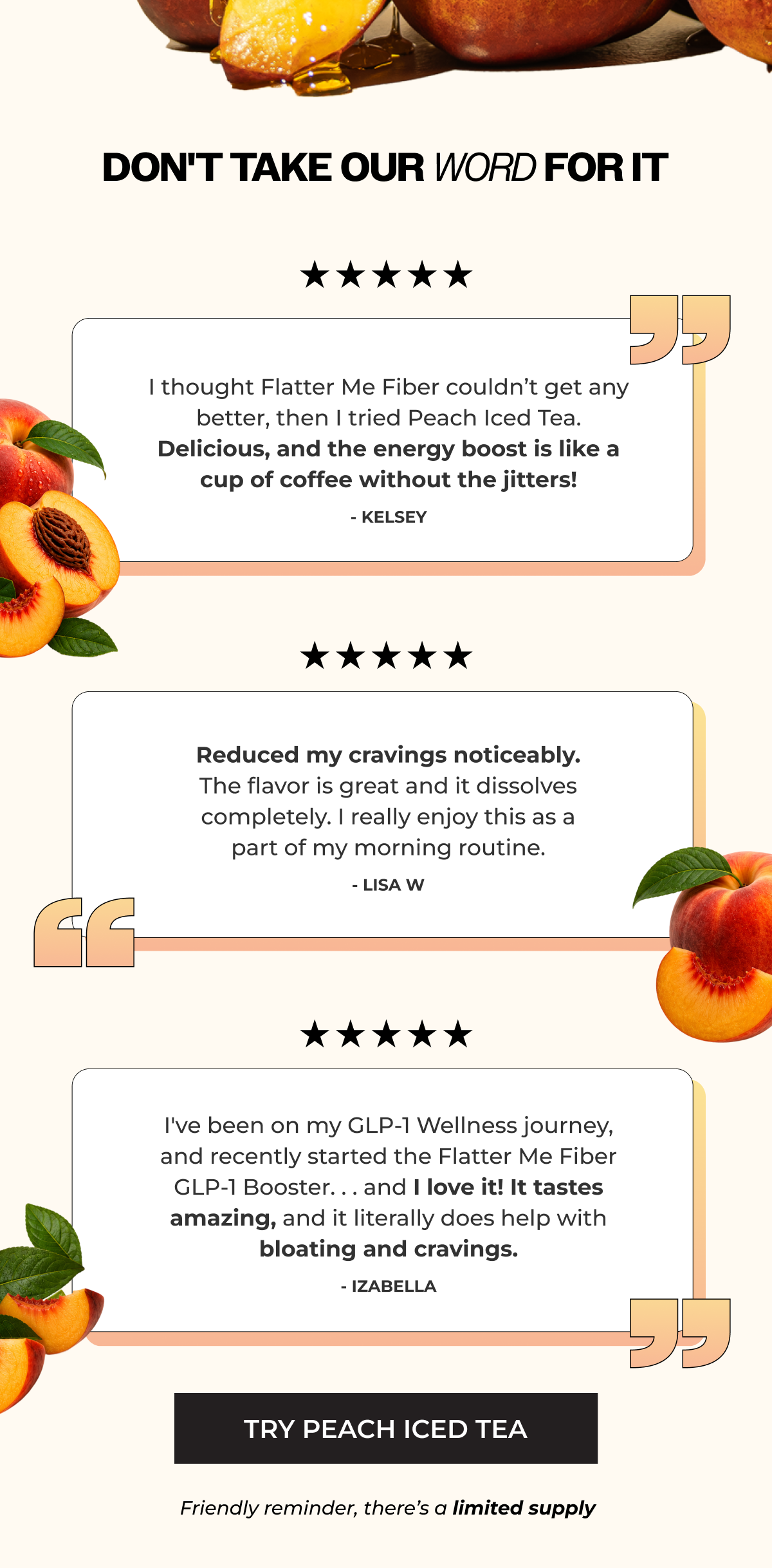 Flatter Me Fiber: GLP-1 Booster Peach Tea
