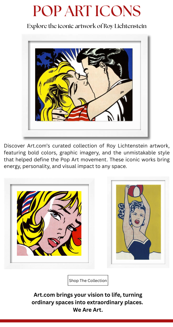 Pop Art Icons - Explore the iconic artwork of Roy Lichtenstein. Discover Art.com's curated collection of Roy Lichtenstein artwork, featuring bold colors, graphic imagery, and the unmistakable style that helped define the Pop Art movement. These iconic works bring energy, personality, and visual impact to any space.