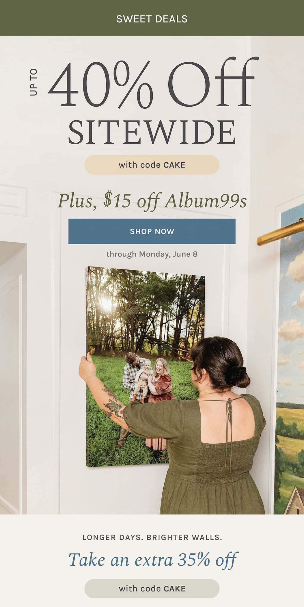 Take up to 40% off sitewide with code CAKE at checkout, plus #15 off Album99s until Monday June 8 at 11:59 PM PST, exclusions apply