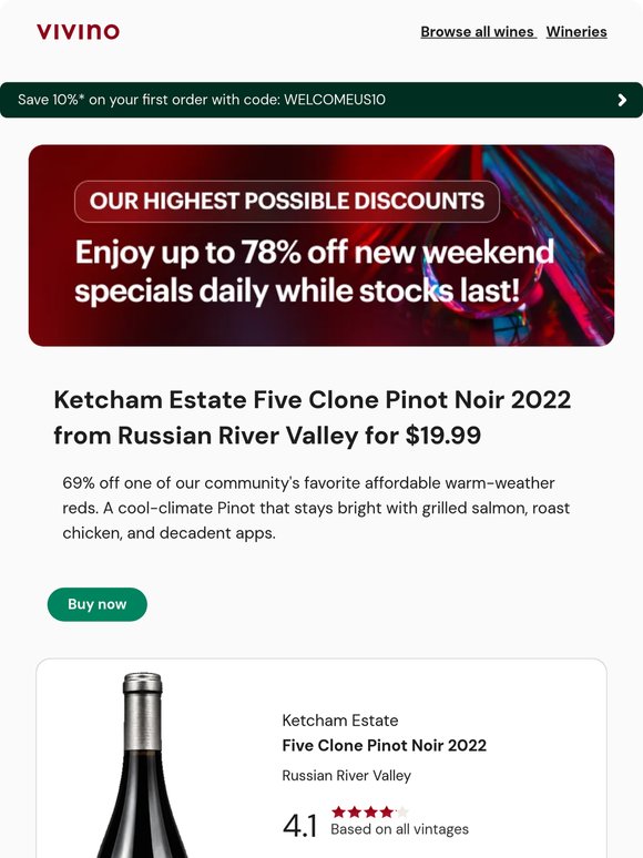 69% off Russian River Pinot, only $19.99