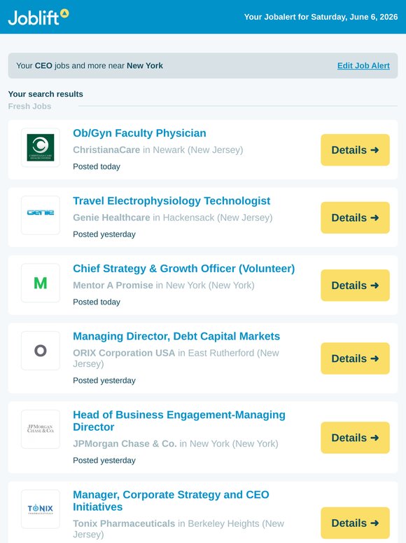 127 jobs: CEO in New York