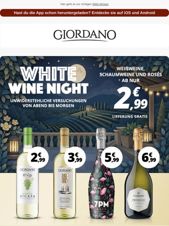 [Letzte Stunden] ⌚ White Wine Night: schon ab nur 2,99 € – nicht mehr lange!