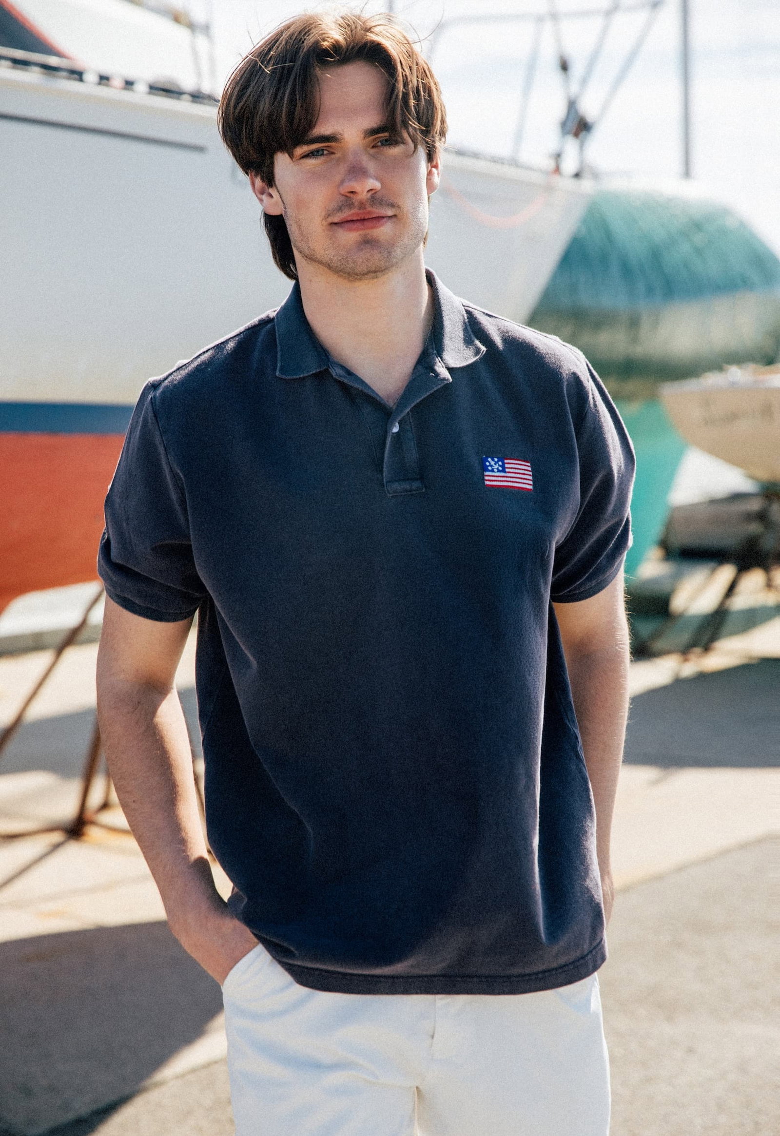 American Yacht Flag Navy Polo