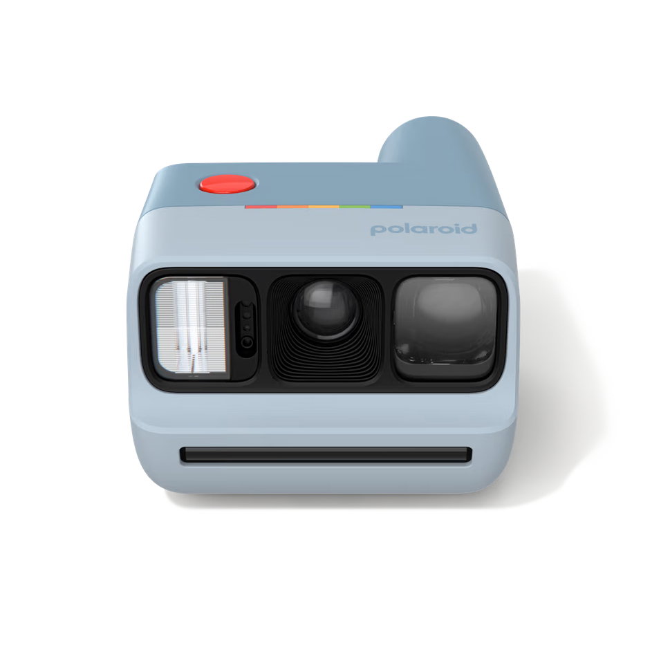 pale blue Polaroid camera