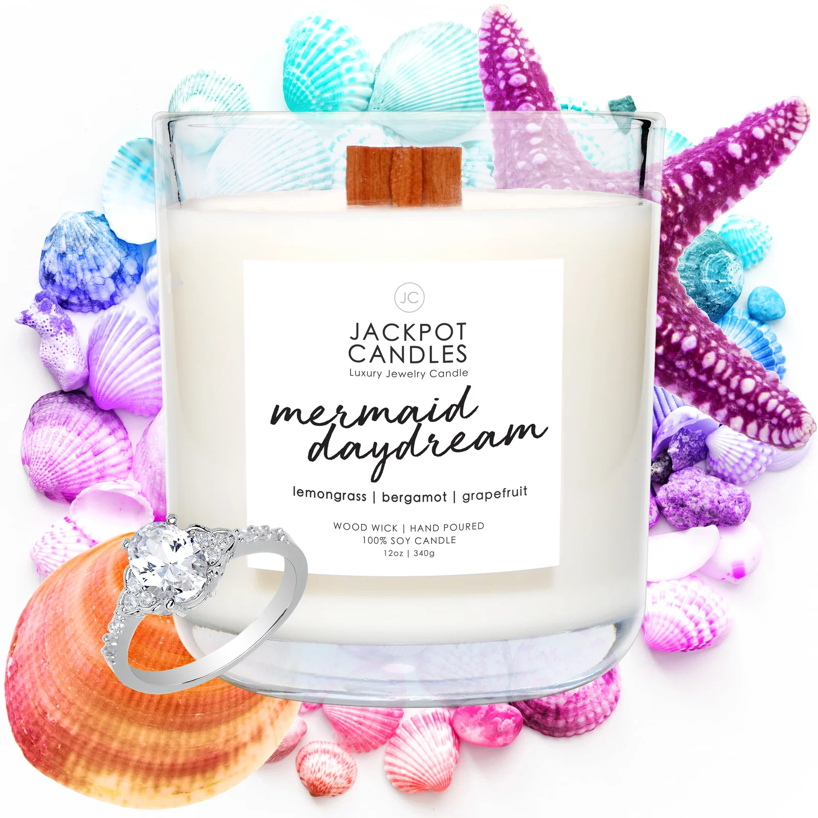 Image of Mermaid Daydream Wooden Wick Candle
